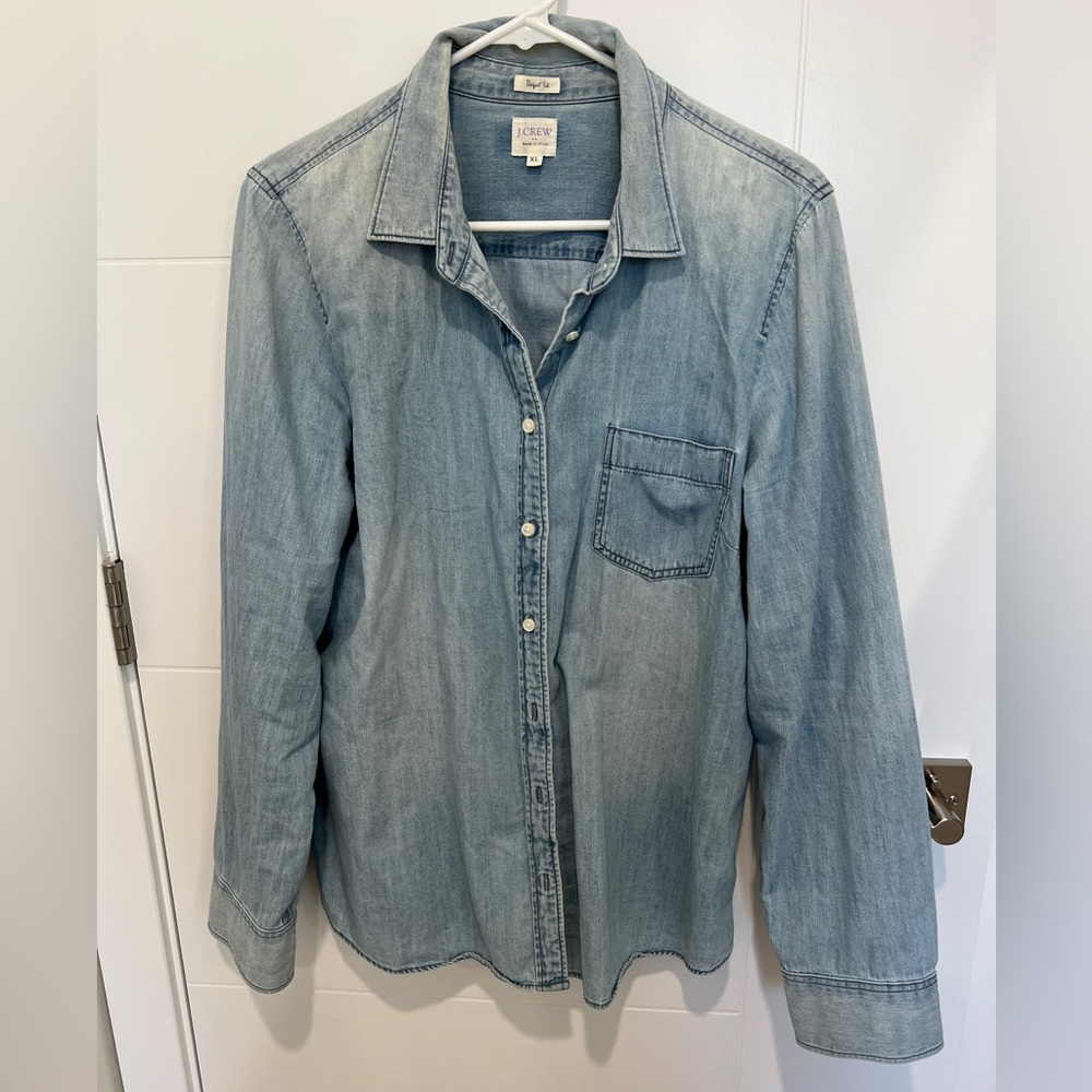 J Crew Chambray Denim Button Down XL